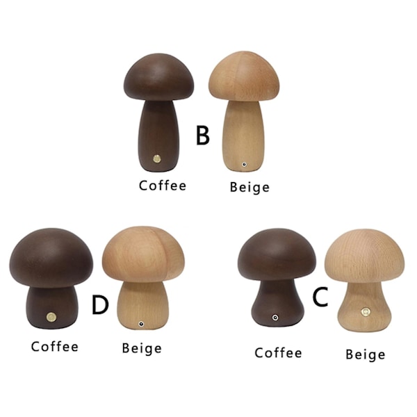 Svampe Lampe Genopladelig Bærbar Natlampe - Trælampe Soveværelseslampe Sengebordslampe Coffee
