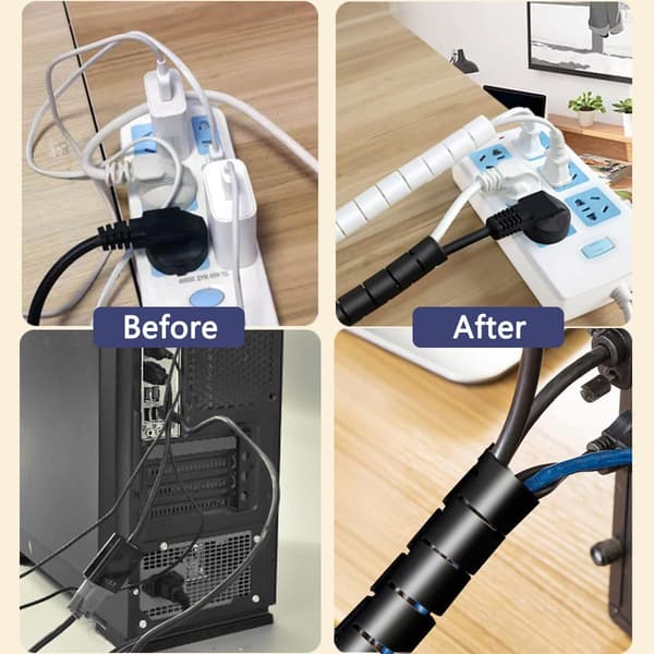 Cable Protector Diameter 22 mm - Length 10 m Hose, for Cable Management or Hiding Cables, Black DIY Cuttable