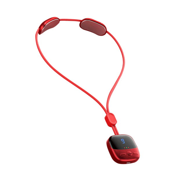 Mini Halskæde Halsmassageapparat 4 tilstande 9 Styrke 3 Gears Hot Compress Dual Pulse Smart Pendant Massager Rød