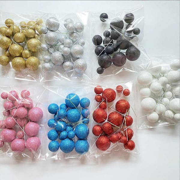 20 stk. Ball Cake Topper Kakepynt ROSA rosa