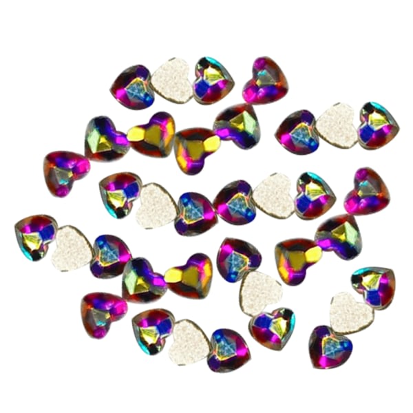 Crystal Heart Shape Flatback 3d Nail Art， Diamant Rhinestones Glitter Juveldekoration for naglar AB