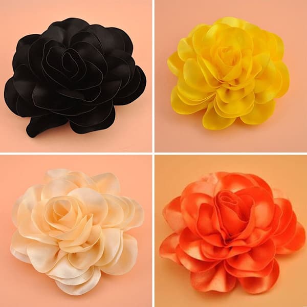 Hårklemme Satin Blomst ORANGE Oransje