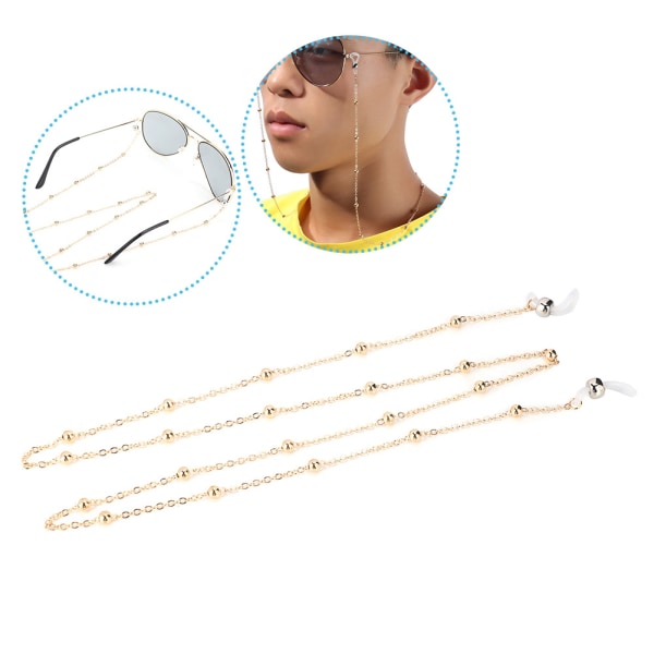 Mode Kvinder Anti-Slip Briller Kæde Legering Briller Cord Strap Rope (Guld)