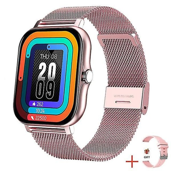 Smart Watch Herr Dam Smartwatch For Android Telefoner Iphone Pulsmätare Fitness Tracker Rosa