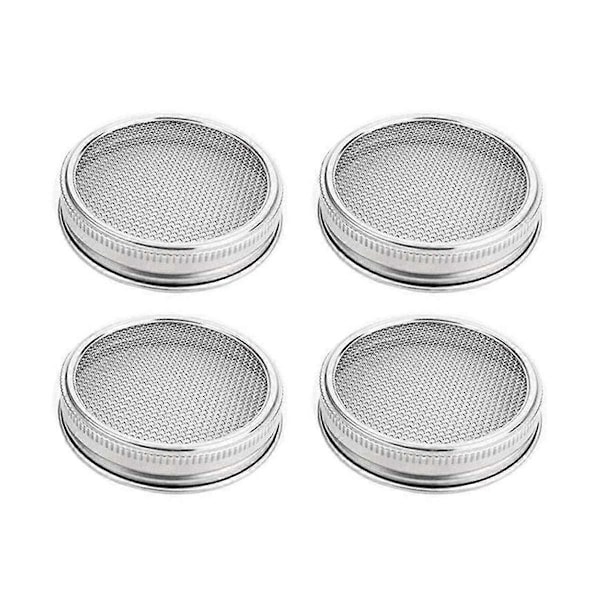 4-pak Rustfri Stål Spireglaslåg til Brede og Ekstra Brede Mason Glas til Dyrkning af Spirer.pa