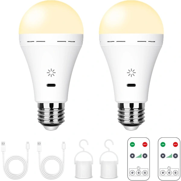 Fjärrkontroll Dimbar E27 LED-lampor, 2-pack, 7W