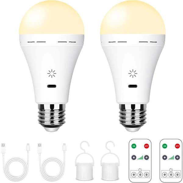 Fjernkontroll Dimbar E27 LED-pærer, 2-pakning, 7W