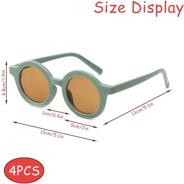 4 par barnsolglasögon, polariserade solglasögon för barn, Fashion Ro