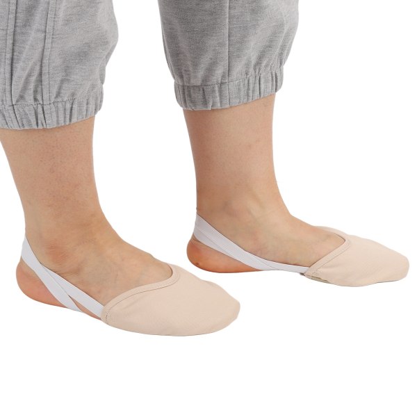 Dansskor med halv sula Hudfärg Lädersula Slitbeständigt mjukt ventilerande bomullstyg Turning Dance Shoes XL (10,5x11,5cm/4,1x4,5in)