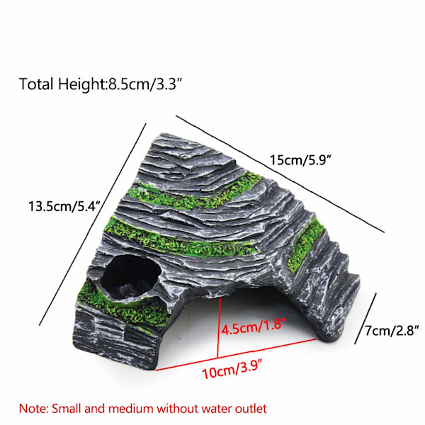 Reptilgömställe Grottor Sköldpadda Ramp Solplattform Dekor(M)