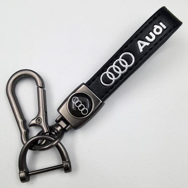 Lädernyckelring för bil, cykel, metallfinish | Robust nyckelring | Nyckelring och krokbeslag i silver Silver Hardware Audi