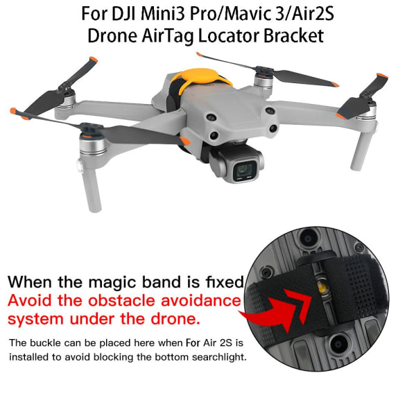 DJI Mini3 Pro/Mavic 3/Air2S Drone AirTag -paikannustelineen mustalle
