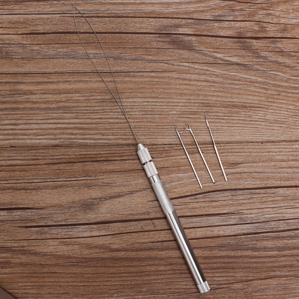 Aluminiumshåndtak Trekkløkke Nål Micro Beads Looper Threader for hårforlengelse