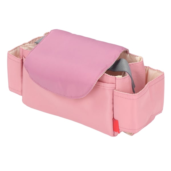 Baby klapvognstaske Vandtæt nylon multilommer Enkel antislid Baby blecaddy taske til krybbe Vægbord Pink