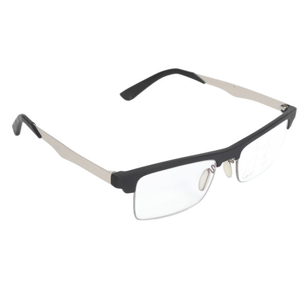 Multifocus læsebriller Blå belysning Blokering Klare synsbriller Sort stel til ældre Sølvfarvet ben +100