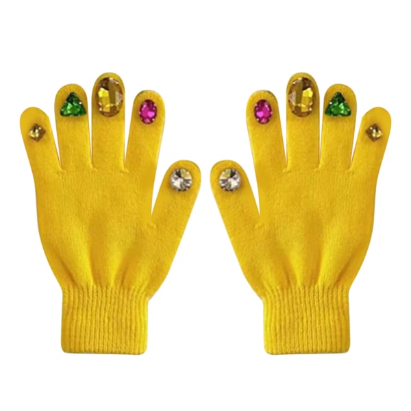 Rhinestone Nail Gloves DIY Professional Hold Warm Fortykning Full Finger Myke Nail Rhinestone hansker for manikyr gul