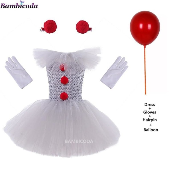 Grå jente Halloween-kostyme Tutu Cosplay-kostyme sett 3 L(6-7 år) set 3 L(6-7Y)