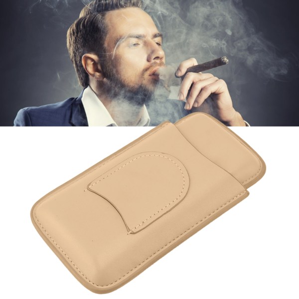 Cigaretui High End Læder Mode Portable Travel Cigar Holder Case til 3 Cigarer Luksus Guld