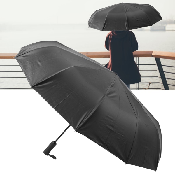 Sun Rain Paraply 24 Rib Solblockerande UV-skydd Vikbart automatiskt paraply för dagliga resor Svart