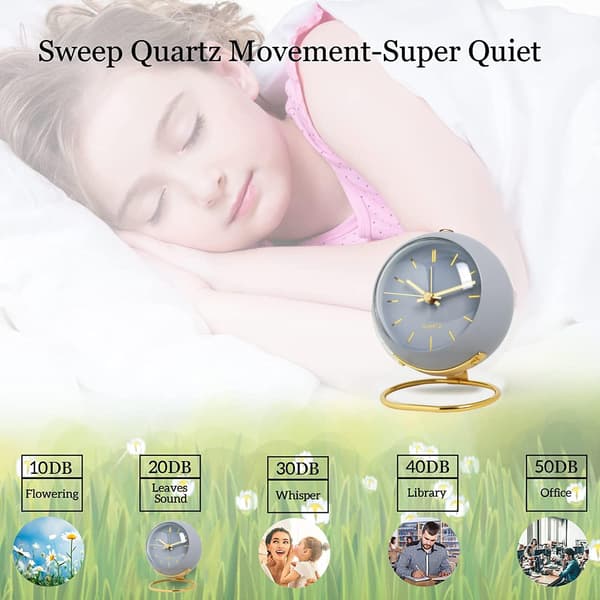 Small Table Clock, European Style Creative Silent Non-Ticking Desk Clock