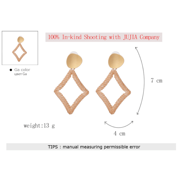 Fashionabla damörhängen i Rhombic form för damer Örhängen för bröllopspresent