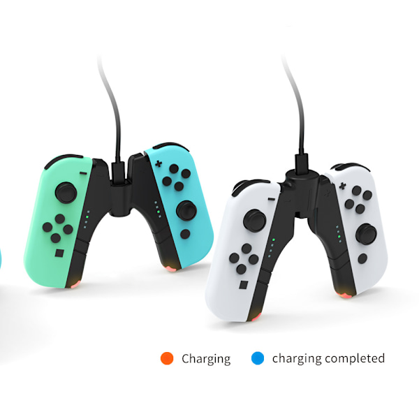 Nintendo Switch -latausasema, 4-in-1 Switch Joycon -ohjaimen lataustelakan teline, jossa on Type-C -latauskaapeli
