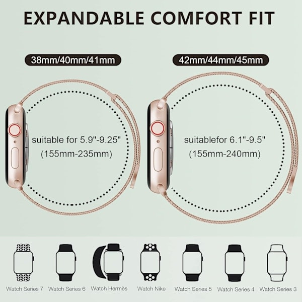 Kvinner og menn, nettinglenke i mesh stål Magnetisk lås for iWatch-rem (45mm/44mm/42mm/49mm, Regnbue).