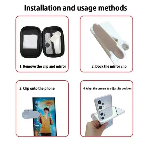 Smarttelefon Kamera Speil Refleksjon Klips Telefon Refleksjon Hvit