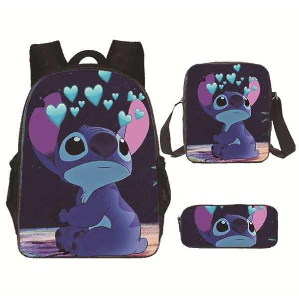 Uusi anime-piirretty Stitch Stitch kolmiosainen koululaukku ala- ja yläasteen oppilaille reppu reppu