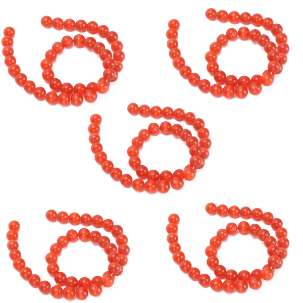 5 stk 8 mm runde perler Smykkefremstillingsudstyr DIY smykkefremstillingstilbehør Rød