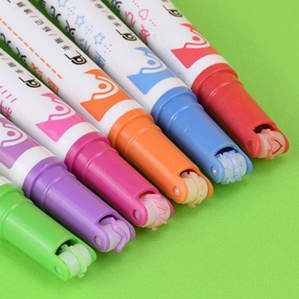 6 stk Curve Highlighter Pen Markers Pen Färg