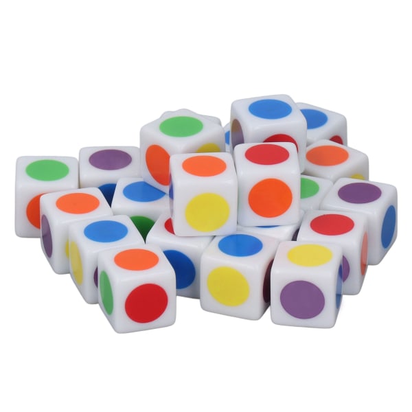24 stk 16 mm sekssidige terninger Undervisning i primær- og sekundærfarger Fargeprikk terninger for å lære å spille
