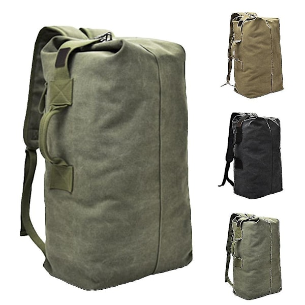 Kaesi Fashion Herr Stor Kapacitet Canvas Utomhus Sportväska Resa Klättring Ryggsäck feng（S，Khaki）