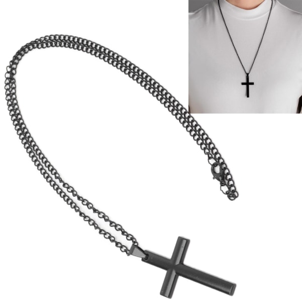 Unisex Temperament Cross Hänge Halsband Smycken Rood Sweater Alloy Chain Lätt matchande Svart