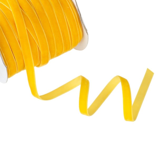 50yards 10mm fløjlsbånd flockende silke GUL gul yellow