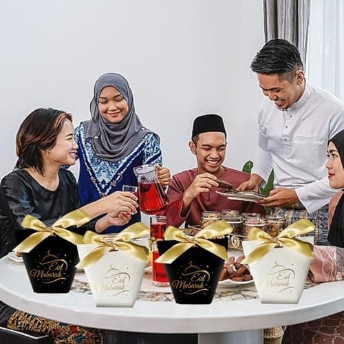 12 Delar Eid Mubarak Presentförpackning, Godis Små Presentförpackningar med Revben