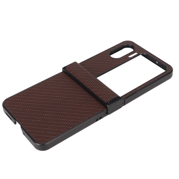 Telefontaske til OPPO Find N2 Flip Carbon Fiber Texture Fold Mobiltelefon Plastbeskyttelsesetui Brun