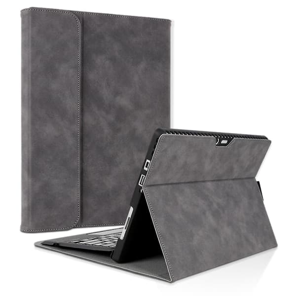 Til Microsoft Surface Go / Go 3 / Go 2 10,5 tommer PU-læder tablet case Stativ Beskyttende cover Grå—PA