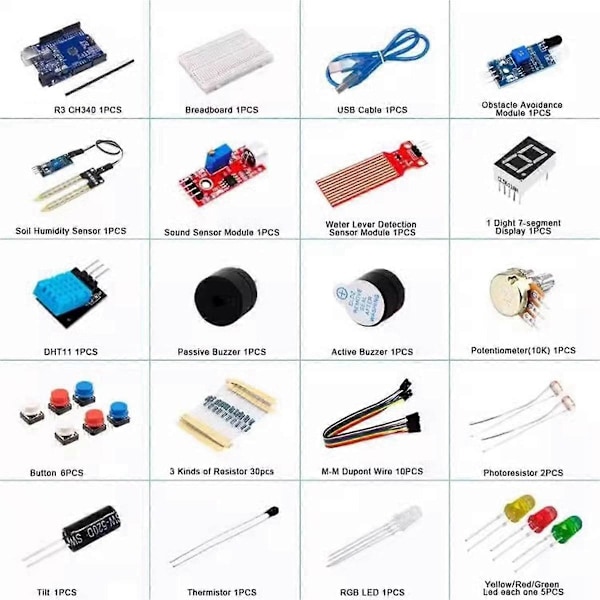 För R3 Utvecklingskort 400 Håls Kit Switch Kopplingsdäck Sensor Hinderundvikande Modul LED-lampor.pa