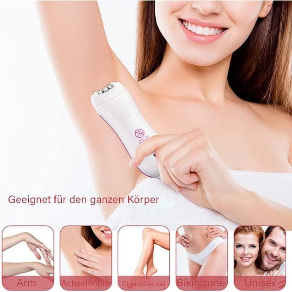 Epilator til kvinder, til ansigt, armhule, bikini og ben, med LED-lys