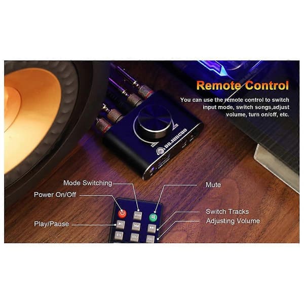 2.0 Kanal 20W+20W Bluetooth-förstärkare med fjärrkontrollfunktion, Stöder Bluetooth/USB/AUX-ingång.pa