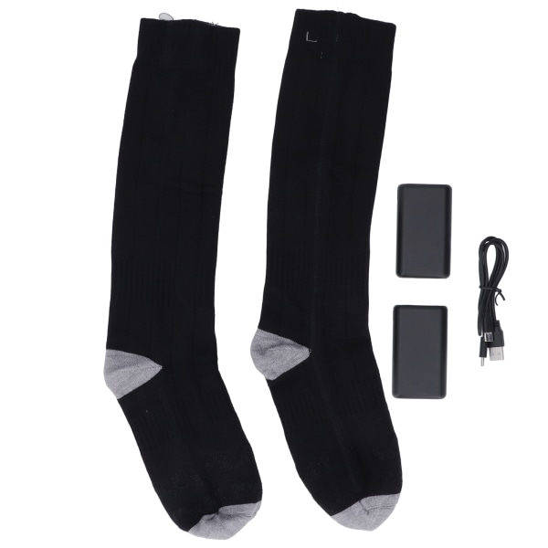 1 pari lämmitettyjä sukkia 3 tasoa lämpötilaladattavat mukavat mustat harmaat sähkölämmitetyt sukat vaellushiihtoon