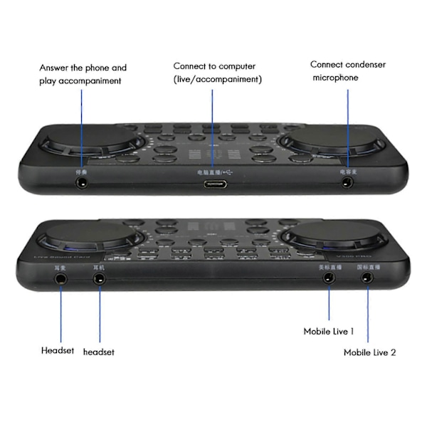 3X V300 PRO Äänikortti 10 Ääniefektiä Bluetooth Melunvaimennus Äänimikserit Kuulokemikrofoni Äänen Co.pa