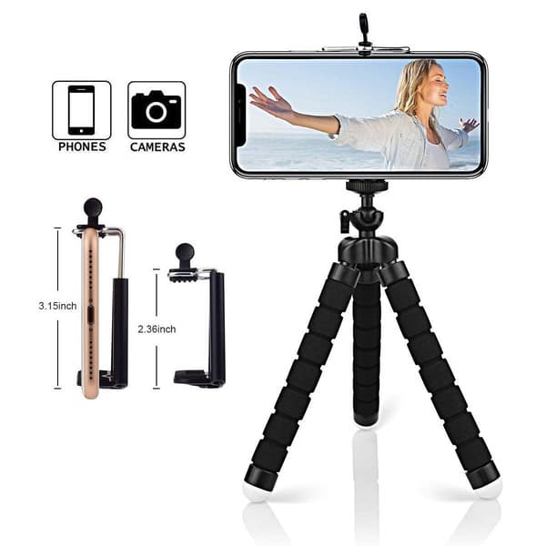 Tripod stativ - Fleksibel - Mobilholder / Kamera - Sort