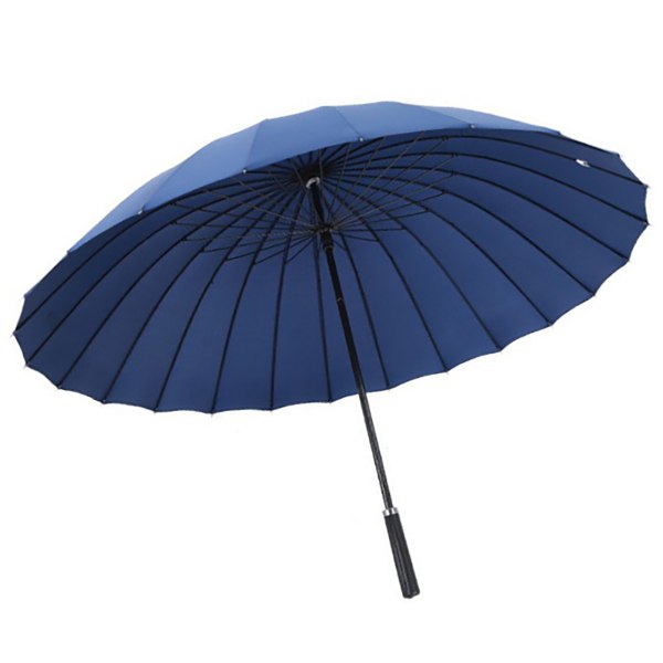 Långt handtaget paraply 24 Ribb Stort vindtätt förstärkt rakt paraply för utomhusgåva Marinblå