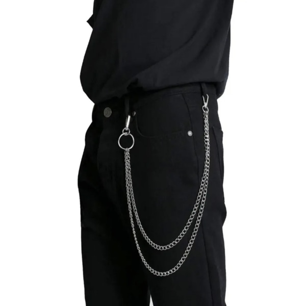 Bukser Kæde Dobbeltlag Hiphop Punk Style Mode Metal Bukser Kæder Dekoration til Kvinder Mænd