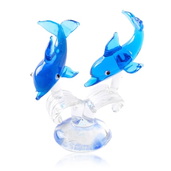 Delfiner i glas Samlarföremål, havsdjursskulpturstaty, dekorationssprydnader för hemmet