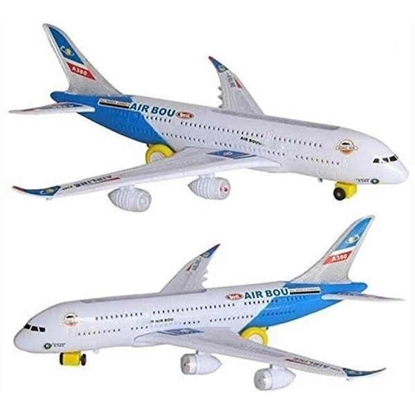 Airbus Lelu Lentokone Vilkkuvilla Valoilla ja Realistisilla Suihkumoottoriäänillä Bump & Go