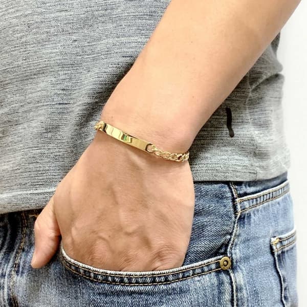 Kedjearmband Länk med ID-bricka Guld—pa