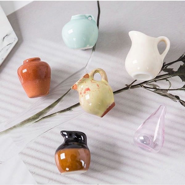 8 stk Mini Vase Magneter - Knopvaser Magnetiske 2025 Nye Søde Mini Keramiske Magneter Til Køleskab 3D Keramisk Blomstervase Sjove Køleskabstilbehør